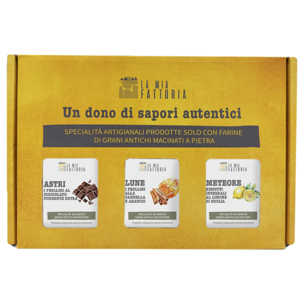 Box gialla di tre biscotti